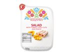 Salad with turkey cold cuts and peach, featuring nutritional information and a 150g weight.