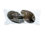 Twee klaar-om-te-eten Hass avocado's in verpakking.