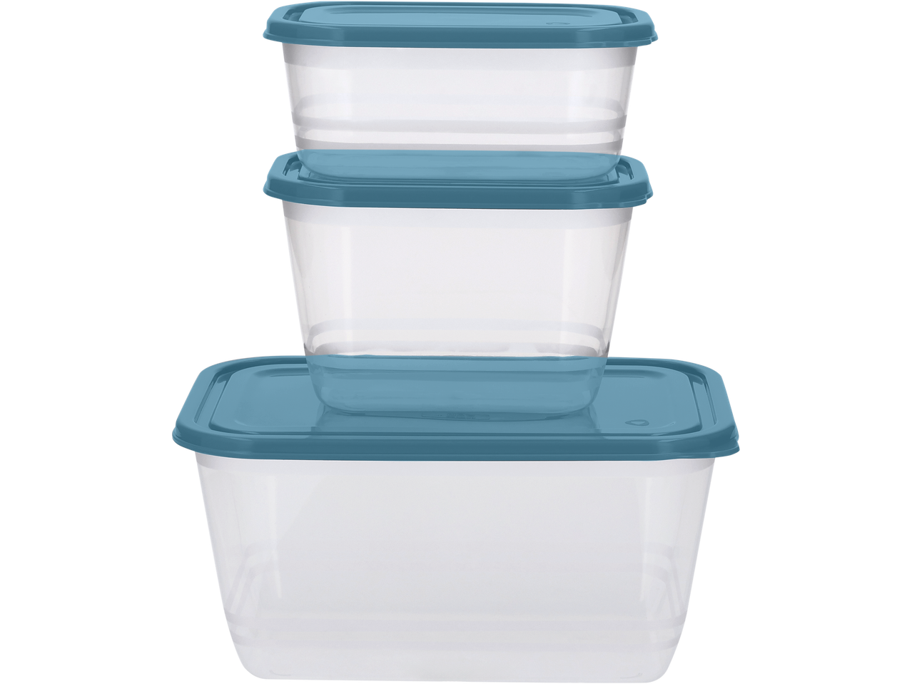 SILVERCREST® Food Storage Container Set with three clear containers and blue lids, stacked.