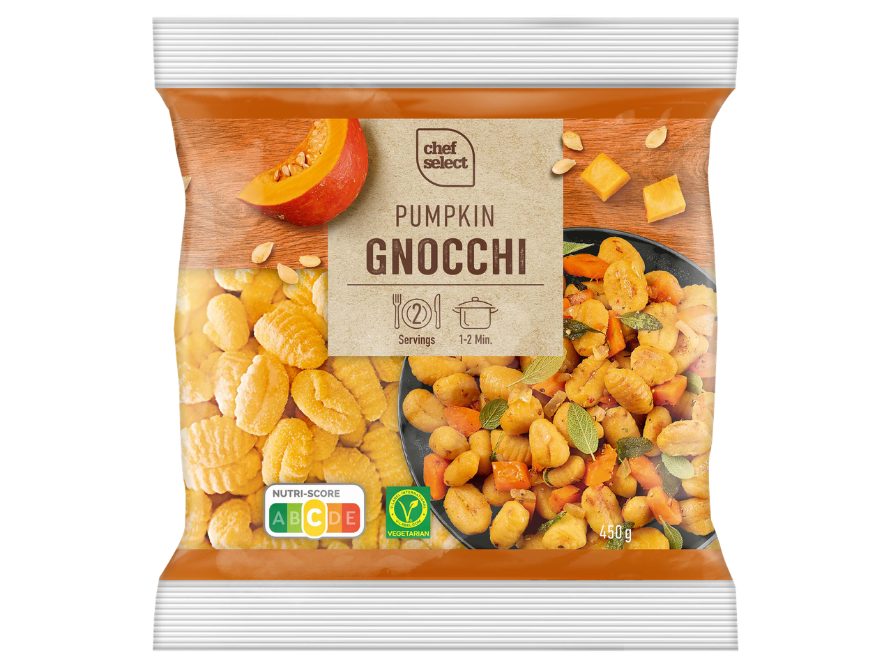 Sütőtökös gnocchi 450 g-os kiszerelésben.