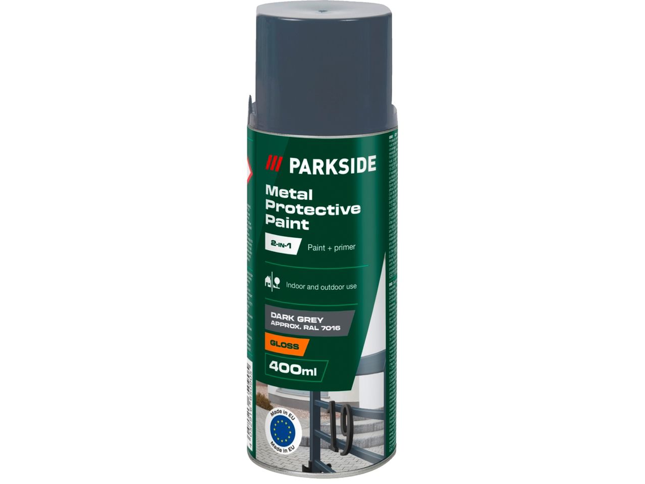 Спрей боя Parkside за метал, тъмно сив мат, 400 мл.