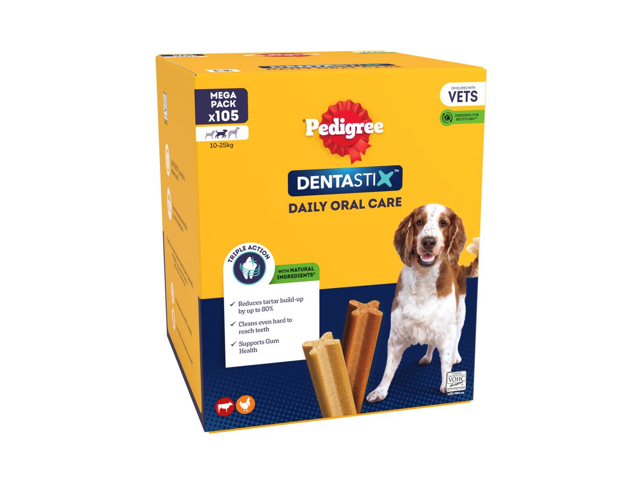Pedigree Dentastix Daily Oral Care dog treats, mega pack x105 for 10-25kg dogs.