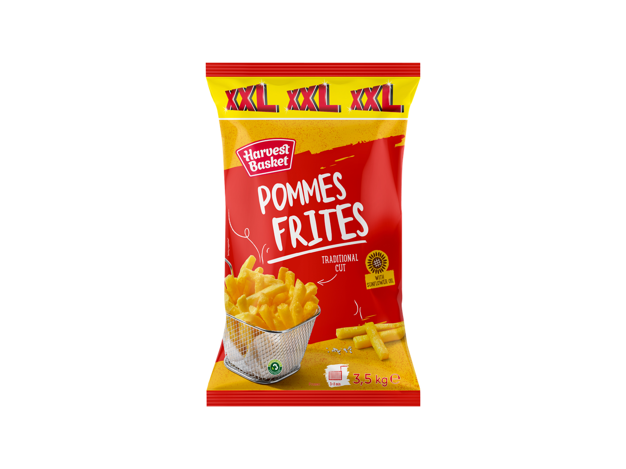 Harvest Basket XXL pomfrit, tradicionalno rezan, s uljem suncokreta, 3,5 kg.
