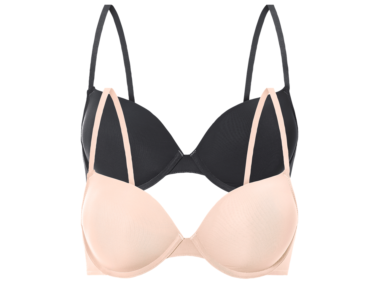 Два сутиена, един черен и един телесен, с декоративни презрамки.