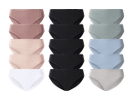 Trusser i forskellige farver: rosa, sort, lyseblå, hvid og beige.
