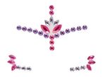 Pink and purple jeweled body gems for face and body decoration.