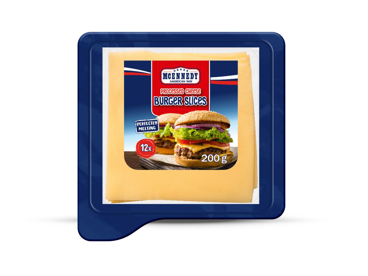 Pakiranje McEnnedy topljenog sira u listićima za burgere, 12 komada, 200g