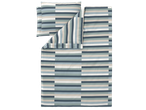 Livarno Microfibre Satin Bedlinen with blue, grey, and beige horizontal stripes.