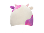 Plush cow with pink and purple patches, pink horns, and purple ears.