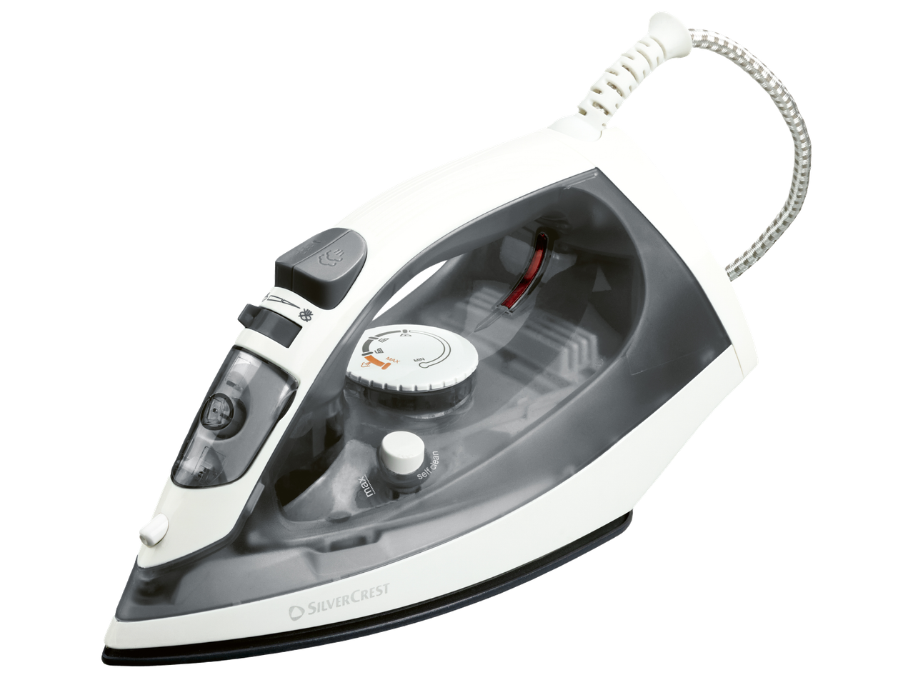 Парна ютия Silvercrest® в бяло и сиво.