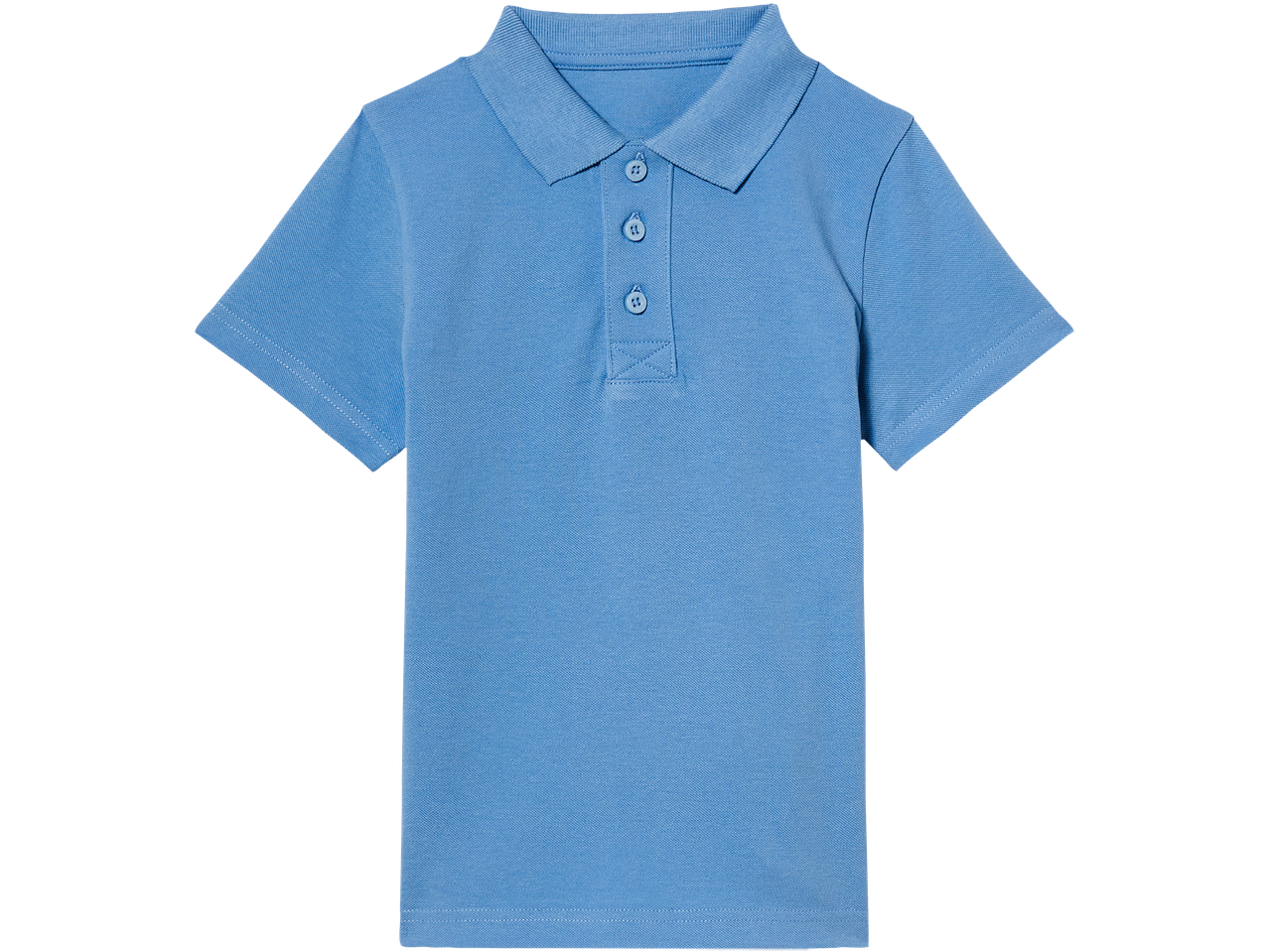 Light blue short-sleeved polo shirt.