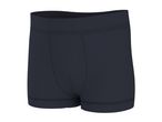 Dark blue men's boxer briefs with a textured waistband and seamless design.