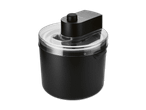 Schwarze Eismaschine mit transparentem Deckel und schwarzem Motorblock.