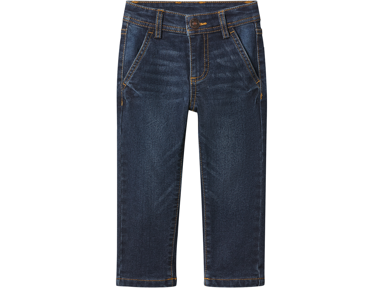 lupilu® tumesinised oranžide õmblustega teksad