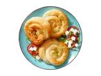 Burek pastries with feta and salad.