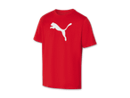 Ein rotes Puma T-Shirt mit weißem Puma-Logo.
