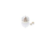 Um recipiente para guardar alho com dentes de alho frescos.