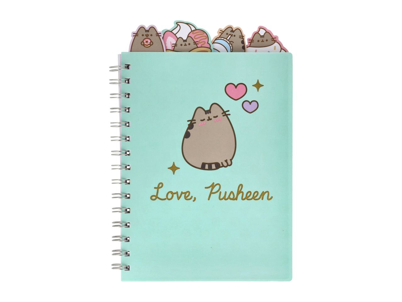Pusheen notebook with cute stickers.