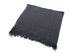 Dark grey knitted throw blanket with decorative fringe
