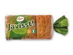 Pagen Javisst! fuldkornsknækbrød i en grøn emballage.