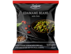 DELUXE Boabe de Edamame cu Chili, 500g congelate, o gustare picantă sau garnitură.