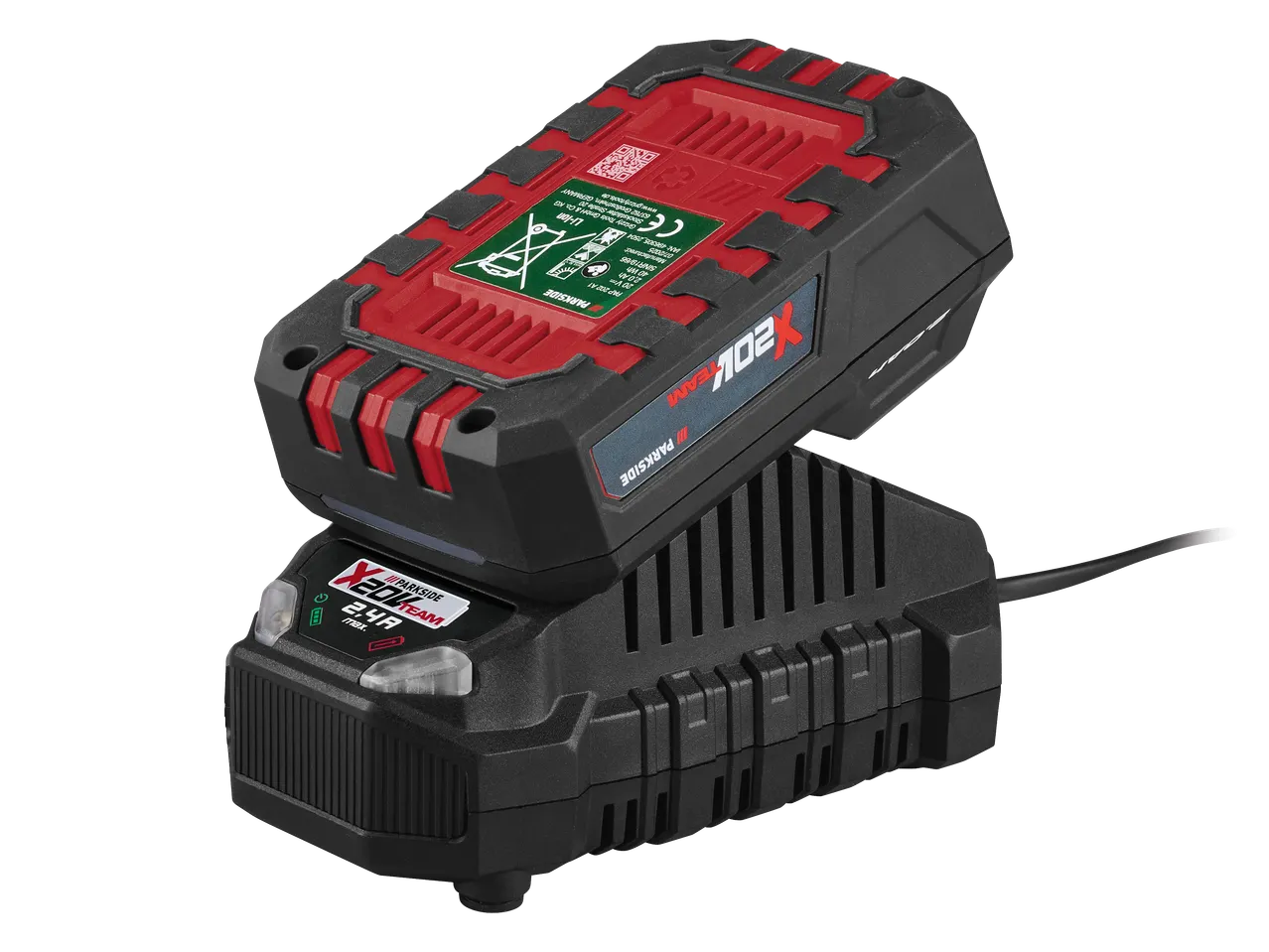 Akkumulátor és töltő, 20 V, 2,0 Ah, 40 Wh, 2,4 A max.