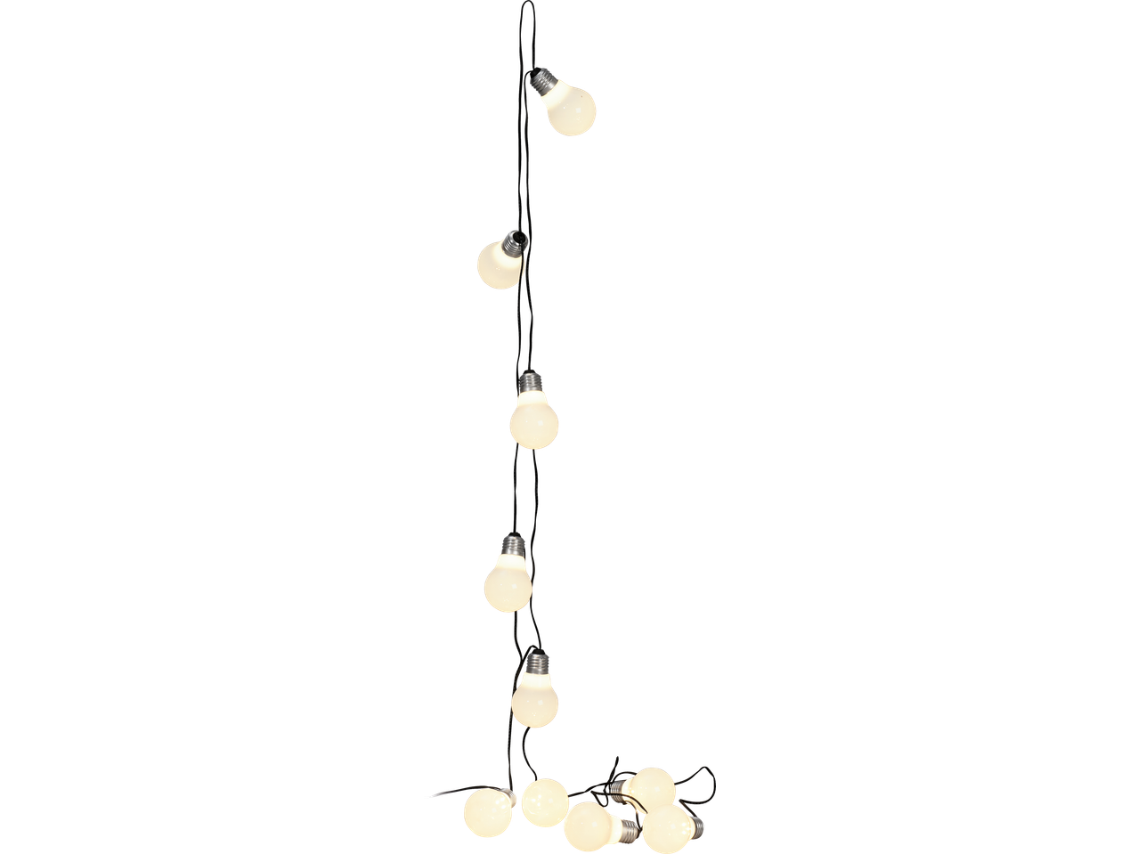 LIVARNO LED svetleći lanac sa osvetljenim belim sijalicama na crnoj pozadini.