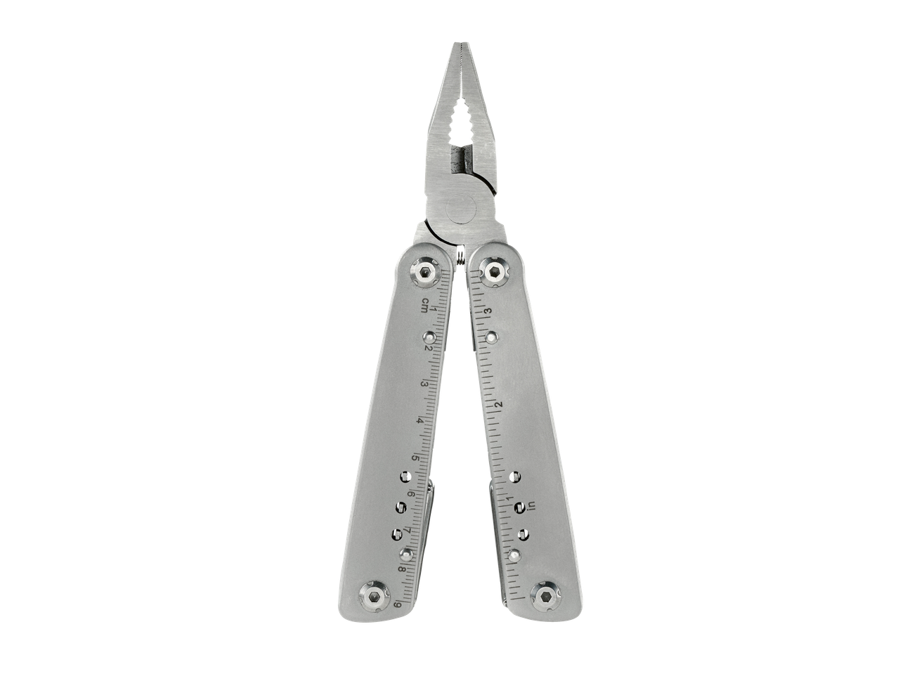 PARKSIDE Multifunkcionalni alat: Metalna višenamenska klešta sa lenjirom na crnoj pozadini