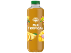 Solevia Mix Tropical: Suc vegan de fructe tropicale într-o sticlă de plastic.