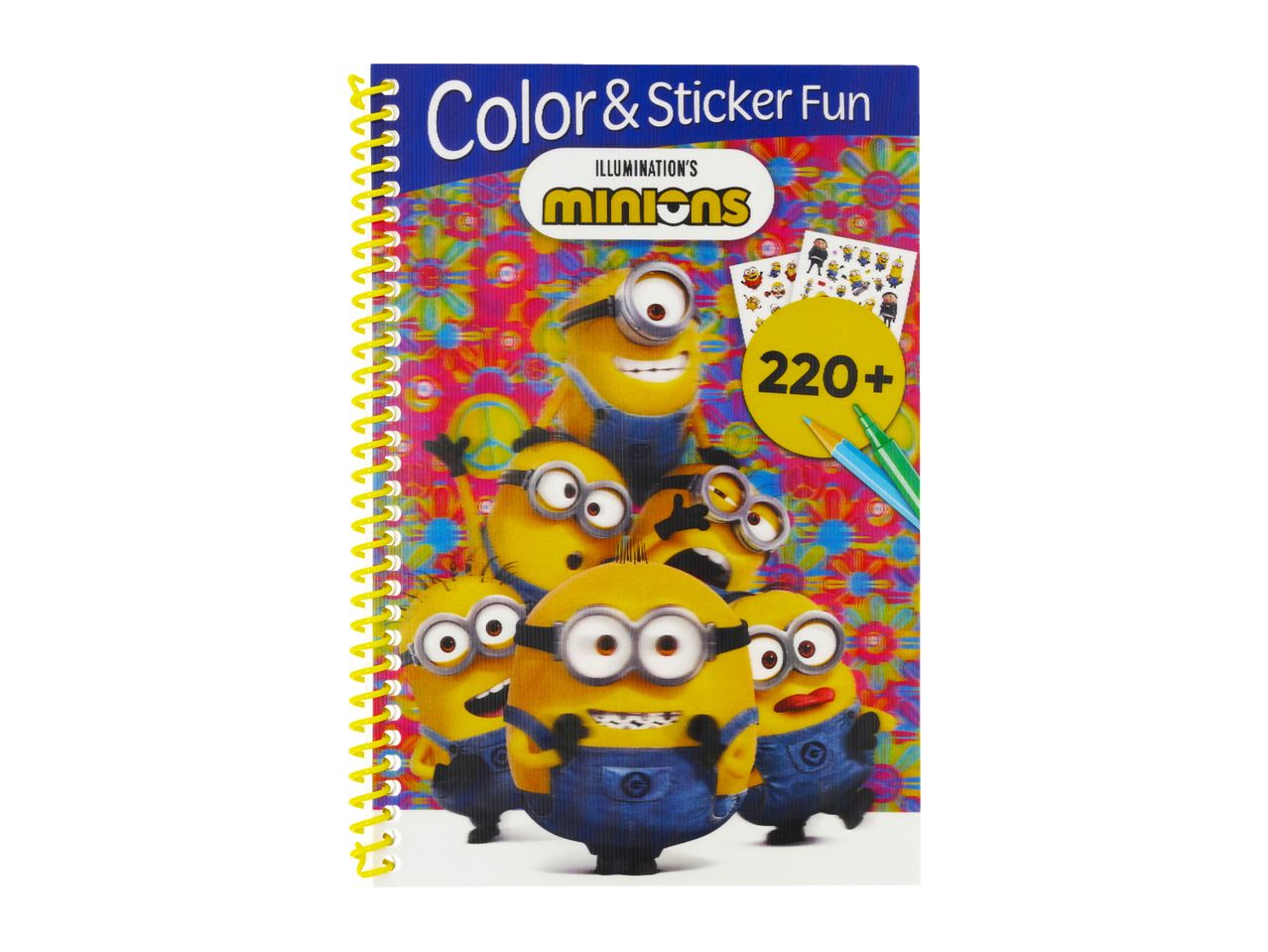 Minions-themed color and sticker fun book with over 220 stickers and coloring tools.