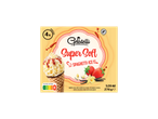 Gelatelli Softeis Spagetijäätis vahvlikoonuses maasikakastme ja valge šokolaadiga.
