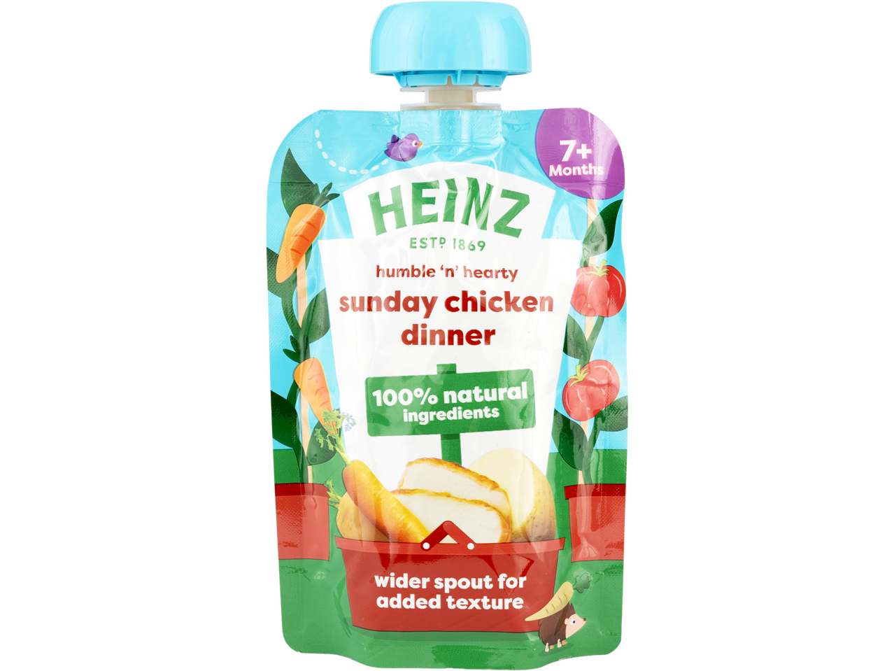Heinz By Nature Sunday Chicken Dinner Pouch for 7+ Months, with 100% natural ingredients.