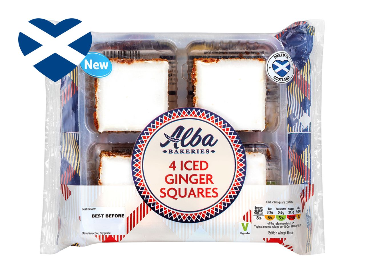 Alba Bakeries: 4 iced ginger squares.