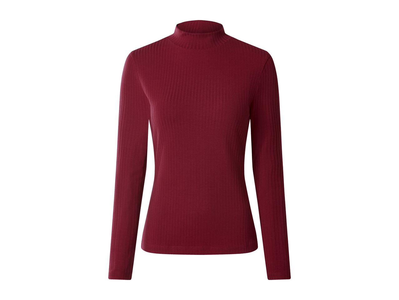 Red ribbed long-sleeve turtleneck top