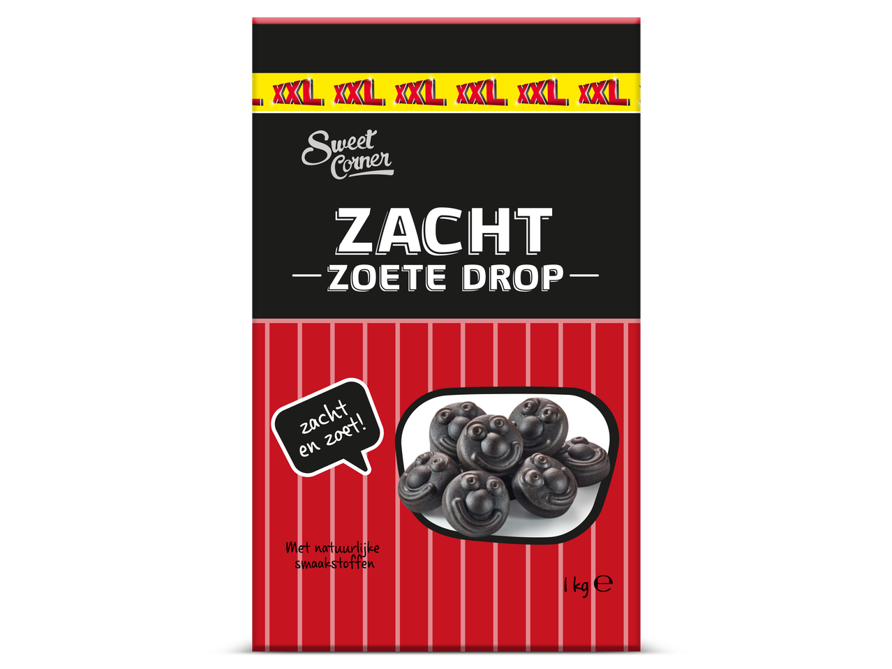 Sweet Corner zachte zoete drop in een XXL zak, 1 kg.
