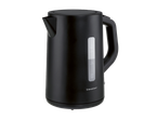 Uma chaleira preta SilverCrest com capacidade de 1,7 litros.