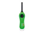 Green utility lighter with a black top and a black ignition button.
