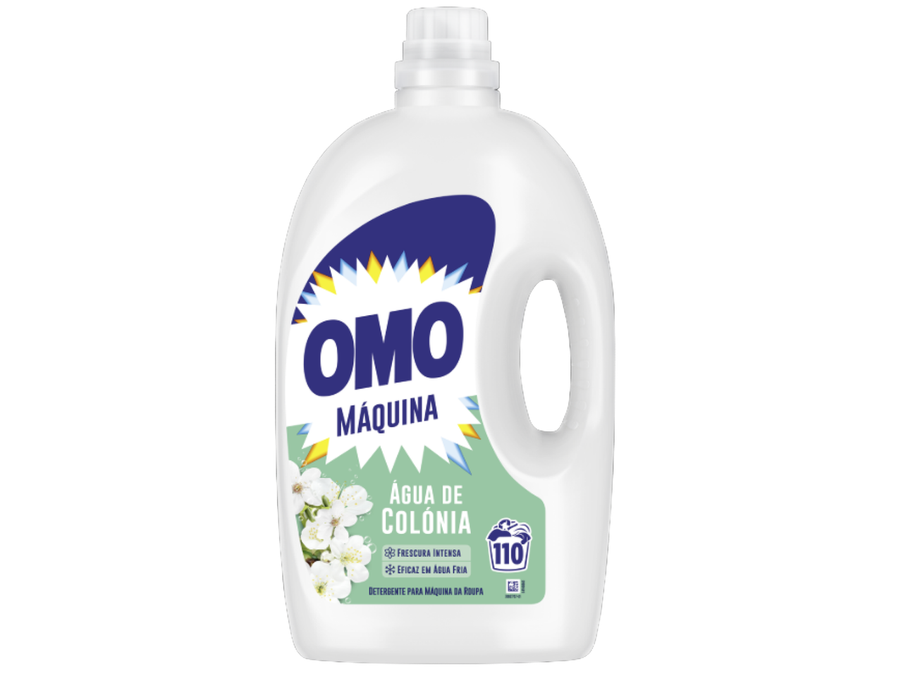 Detergente líquido para máquina de lavar roupa com aroma a água de colónia, para frescura intensa e eficaz em água fria.