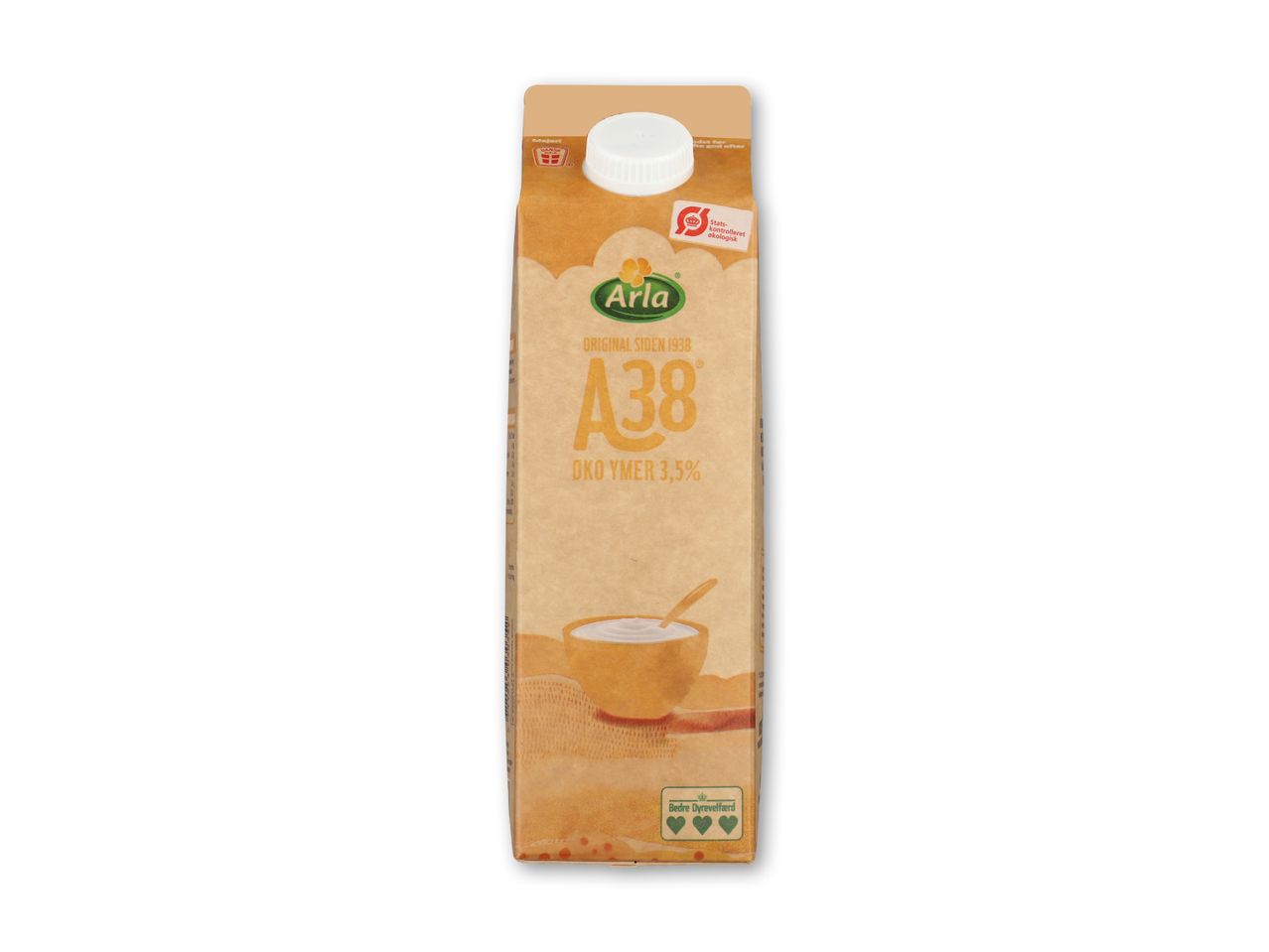 Arla A38 økologisk ymer 3,5% i karton.