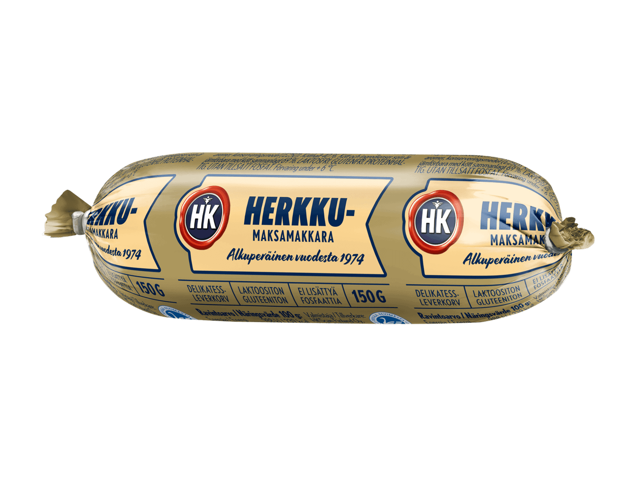 Maksamakkara, jossa on tekstiä 