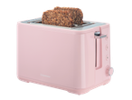 Torradeira rosa com duas fatias de pão de cereais torrado