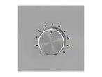 A brushed-metal rotary dimmer switch with numbered settings.