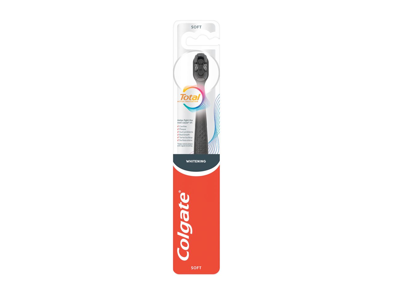 Periuță de dinți Colgate Total Whitening, moale, pentru albirea dinților.