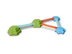 Colorful plastic stepping stones and bridges for a children's obstacle course.