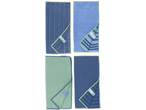 Conjunto de panos de microfibra W5 em azul e verde, com diferentes padrões.