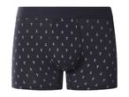 Men's dark blue boxer shorts with a white anchor pattern and a dark elastic waistband.