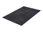 Black doormat with a textured, arched pattern