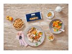 Amaretti biscuits, fresh apricots, and a dessert with cream, apricots, and biscuits.