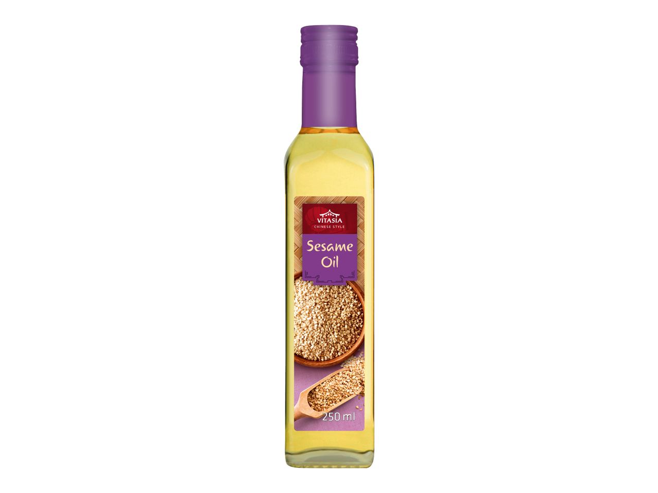 Lahvička se sezamovým olejem Vitasia o objemu 250 ml.