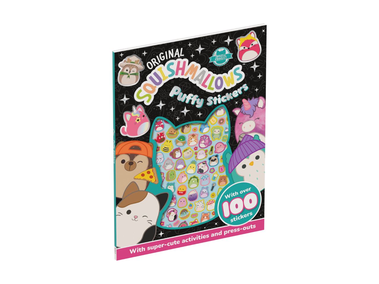 Squishmallows Puffy Stickers book with over 100 stickers and activities.